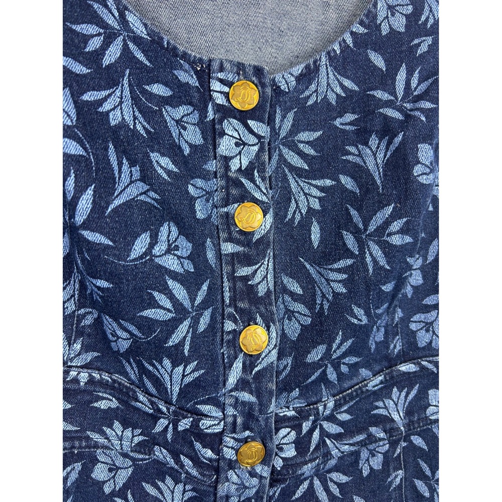 Draper‎ James Blue Floral Sleeveless Button Front Denim Dress 4 Country Cottage - Picture 4 of 9